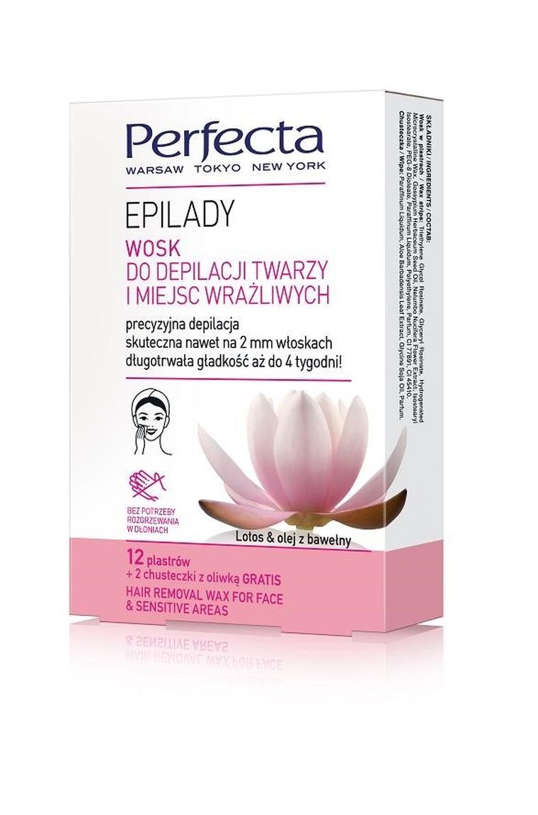 Perfecta, Epilady, wosk do depilacji twarzy i miejsc wrażliwych, 12 plastrów