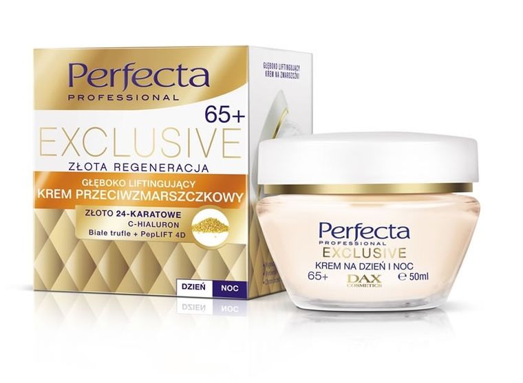Perfecta Exclusive 65+, krem przeciwzmarszczkowy głęboko liftingujący, na dzień i noc, 50 ml