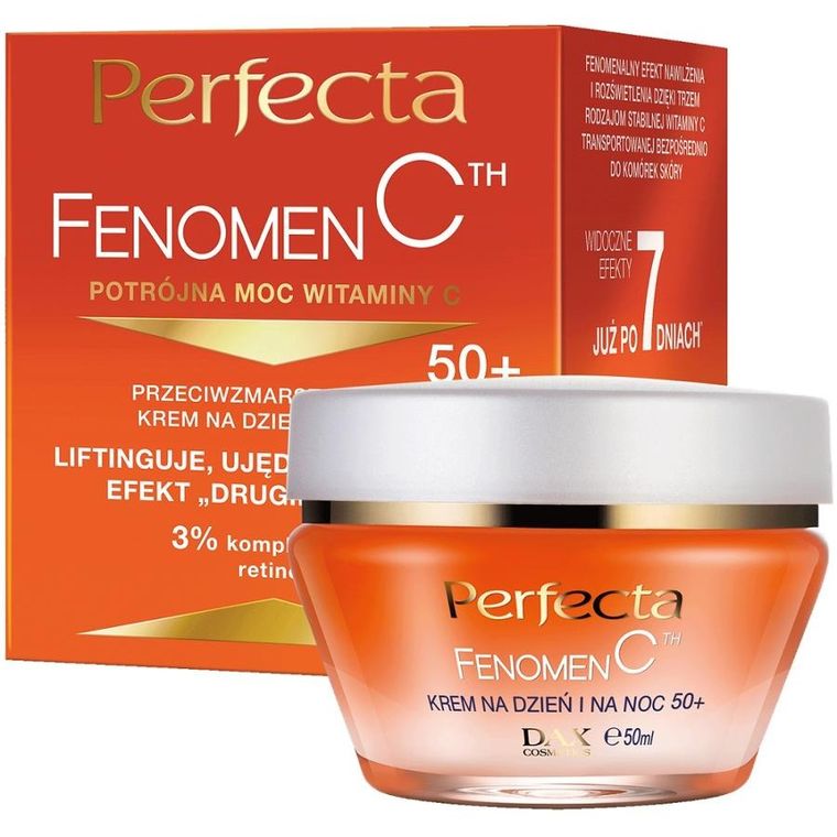 Perfecta, Fenomen C 50+, liftingujący krem przeciwzmarszczkowy na dzień i na noc, 50 ml
