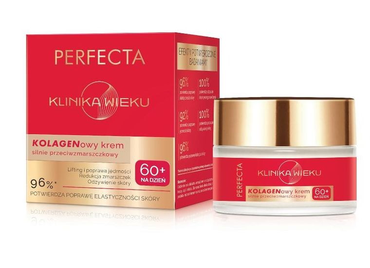 Perfecta, Klinika Wieku, kolagenowy krem silnie przeciwzmarszczkowy na dzień 60+, 50 ml