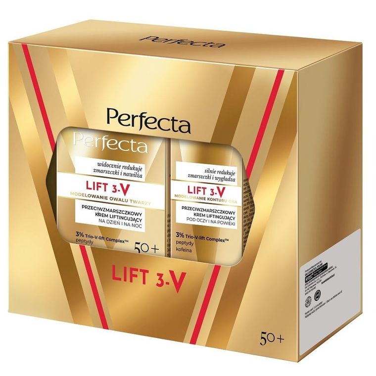 Perfecta, Lift 3-V, zestaw prezentowy: krem 50+ na dzień i noc + krem pod oczy