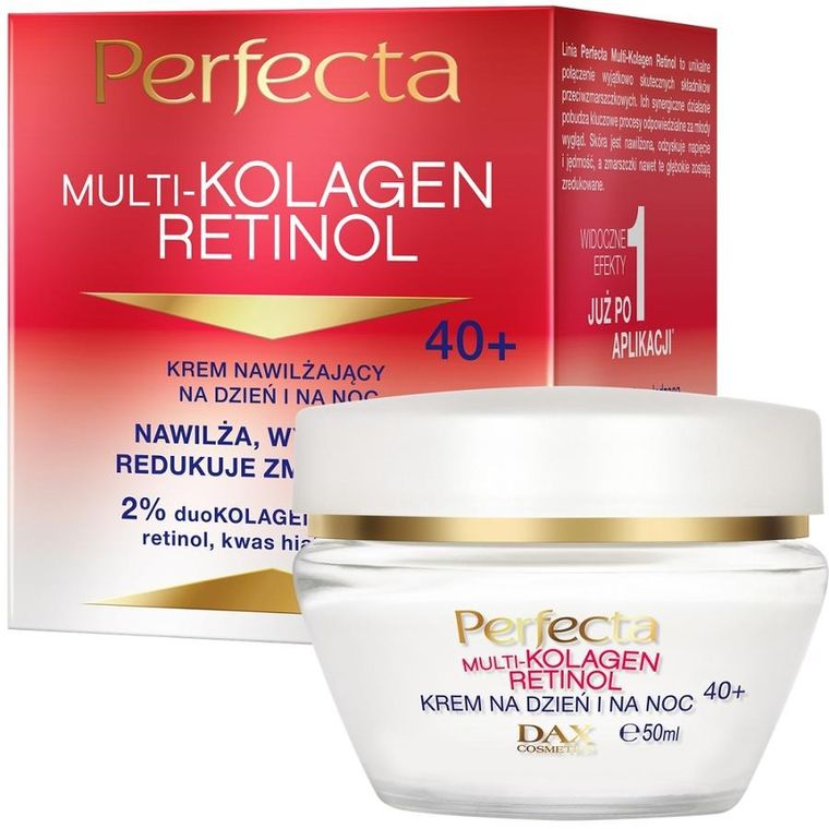 Perfecta, Multikolagen Retinol 40+, krem nawilżający na dzień i na noc, 50 ml