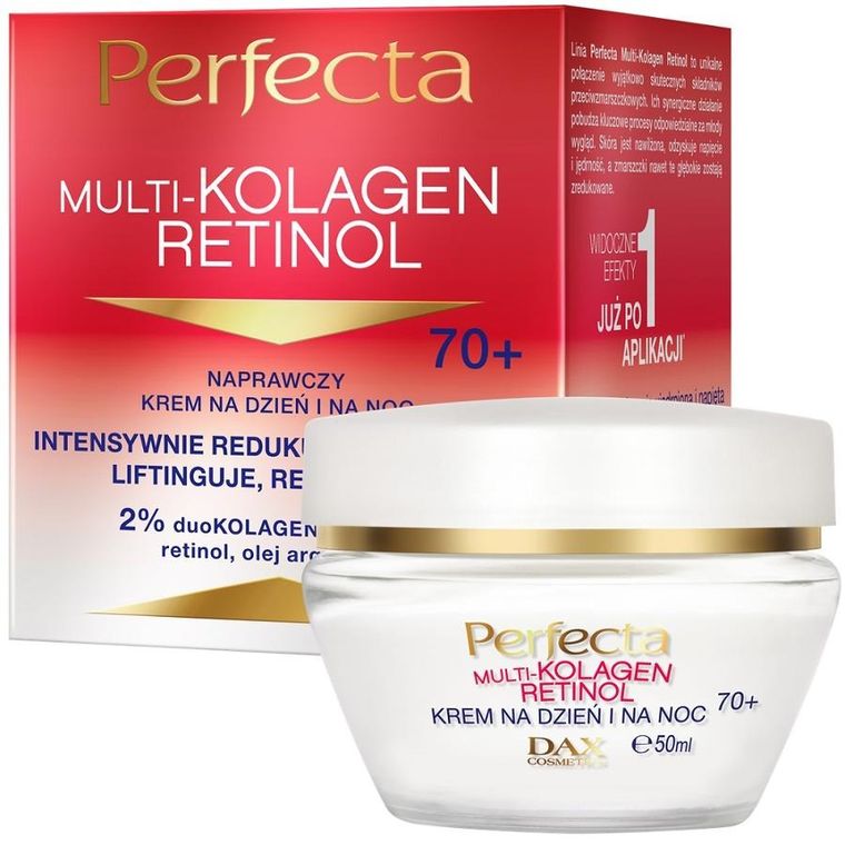 Perfecta, Multikolagen Retinol 70+, krem naprawczy na dzień i na noc, 50 ml
