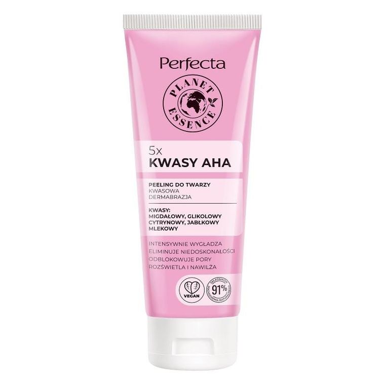 Perfecta, Planet Essence, peeling do twarzy, kwasowa dermabrazja, 5x kwasy aha, 75 ml