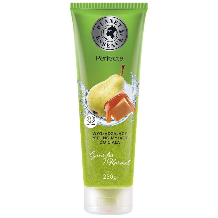 Perfecta, Planet Essence, wygładzający peeling myjący gruszka i karmel, 250 g