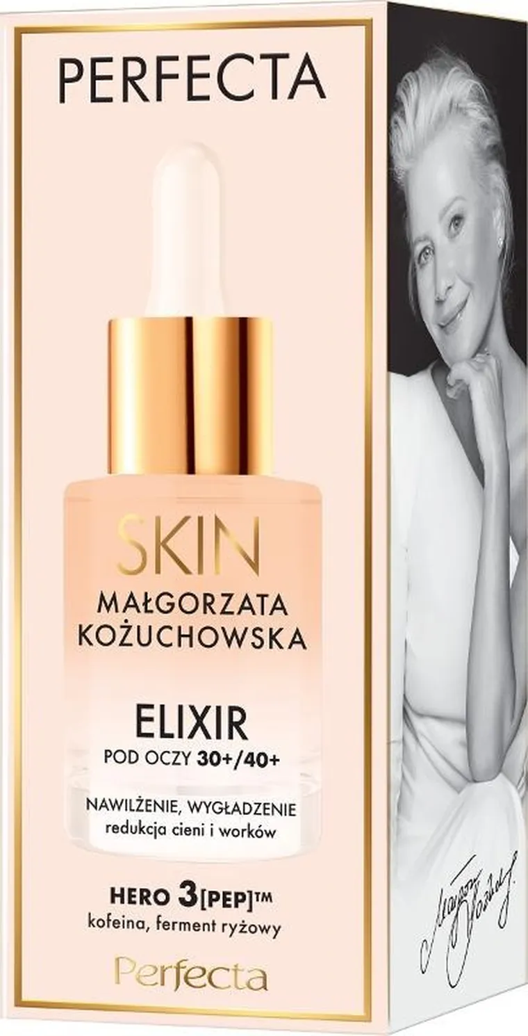 Perfecta, Skin, Małgorzata Kożuchowska 30+/40+, elixir nawilżająco-wygładzający pod oczy i na powieki, 15 ml