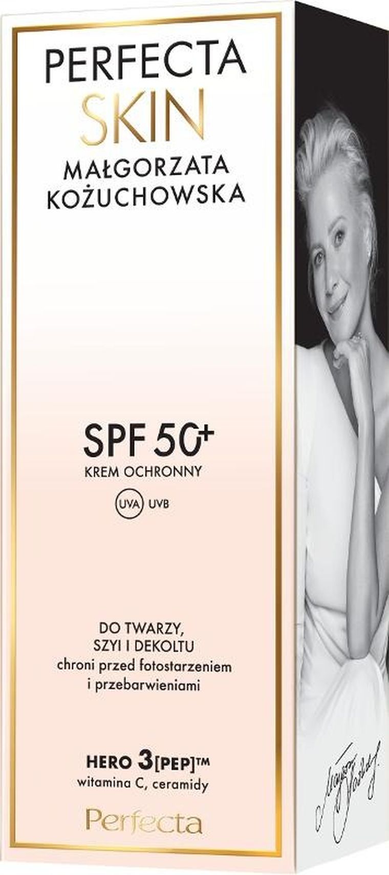 Perfecta, Skin Małgorzata Kożuchowska, krem ochronny SPF50+ do twarzy szyi i dekoltu, 50 ml