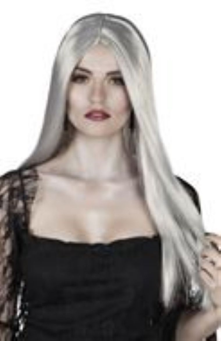 Peruka, czarownica, szara, siwa, długa