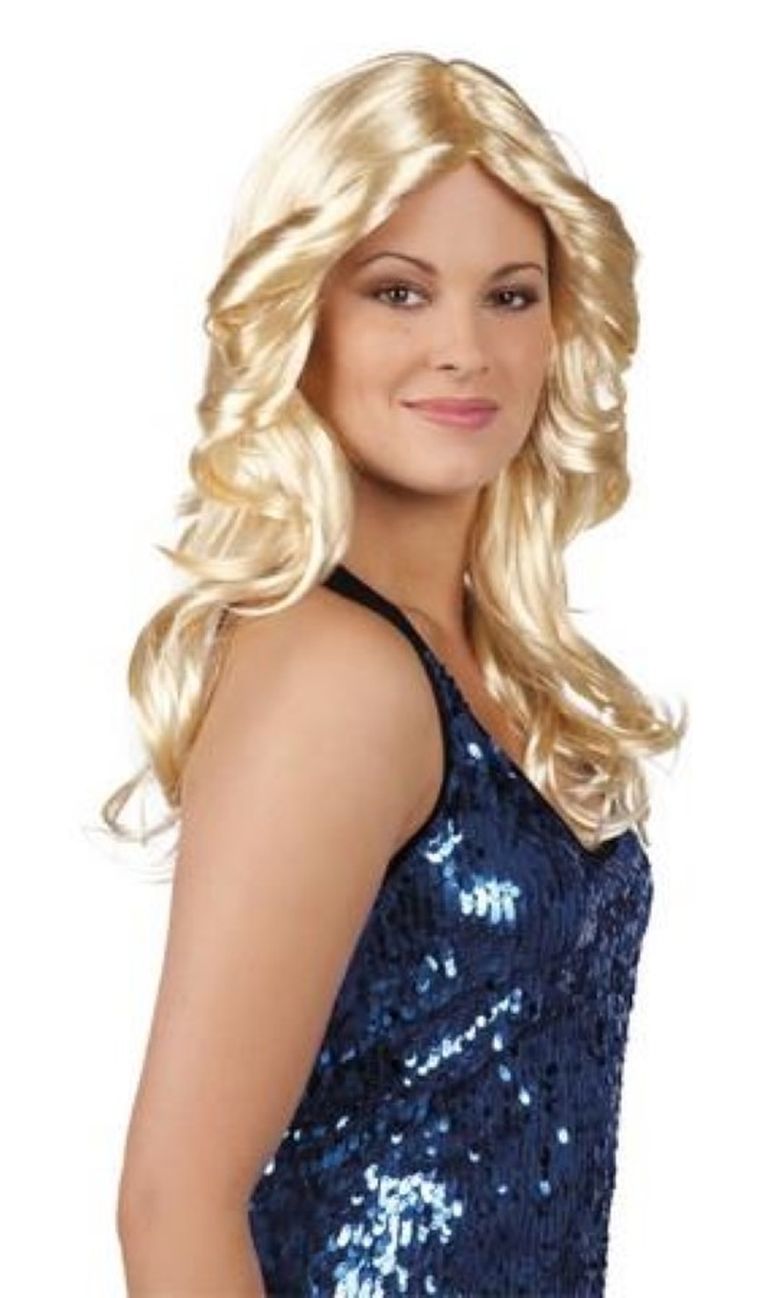 Peruka, disco, długa, fale, blond