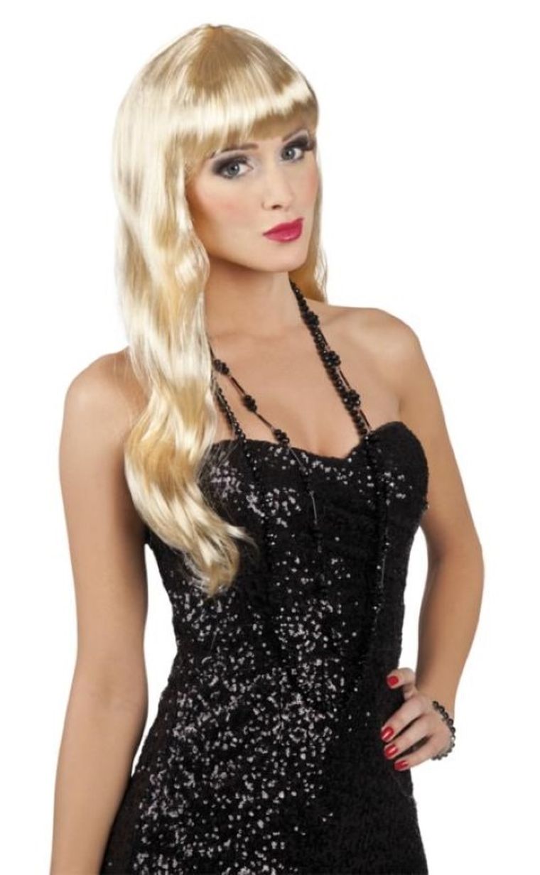 Peruka, długa, z grzywką, blond