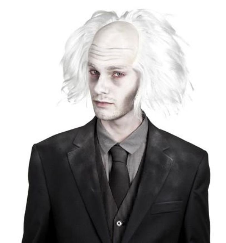 Peruka, Drakula, męska, z łysiną, siwa