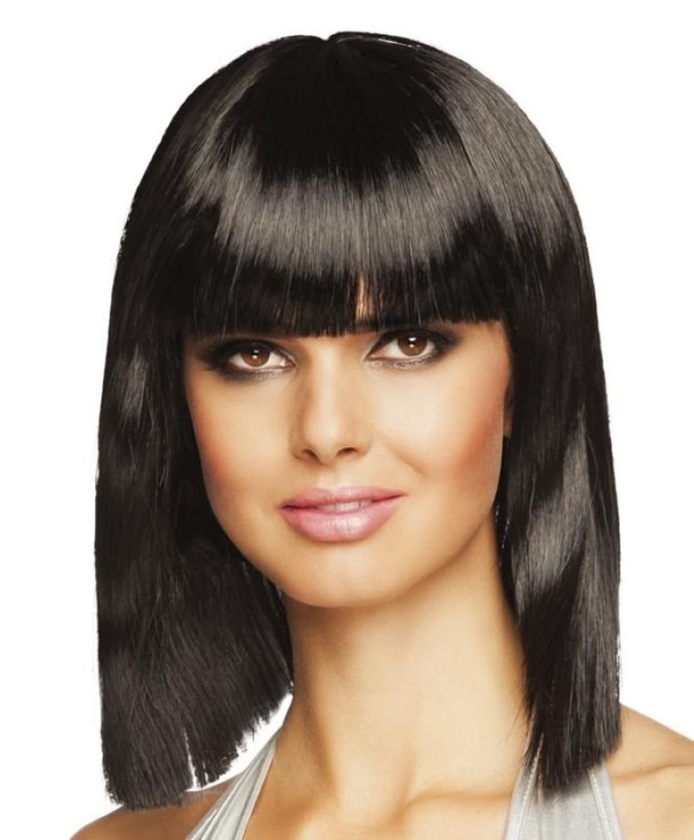 Peruka, krótka, do ramion, czarna