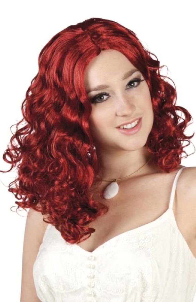 Peruka, loki, ognista, czerwona