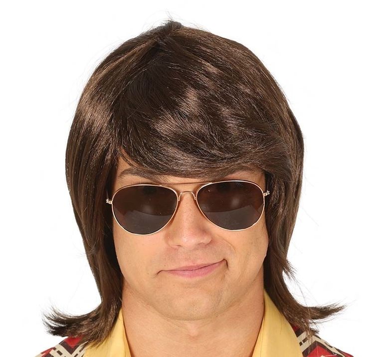 Peruka męska, półdługa, brązowa