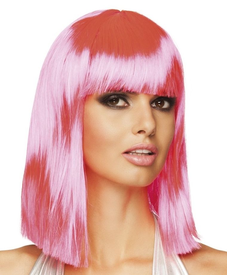 Peruka, neonowa, różowa