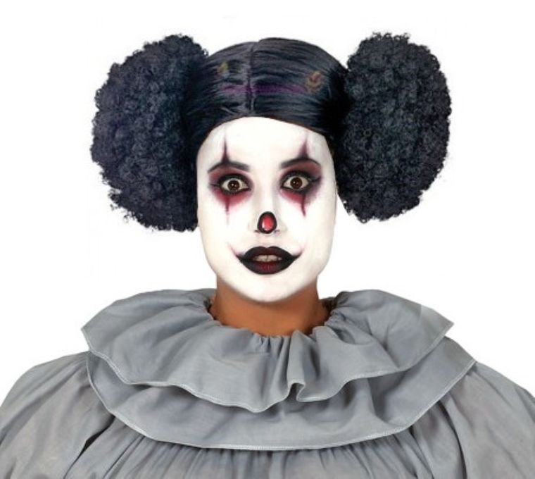 Peruka z kokami, czarne krótkie włosy