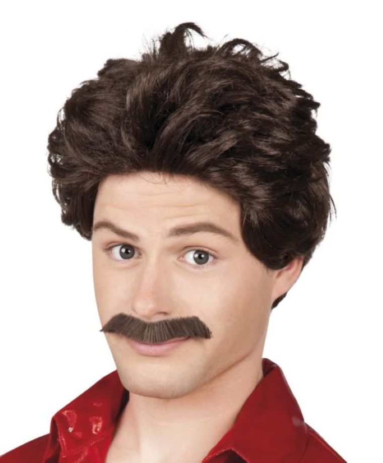 Peruka, z wąsami, brązowa