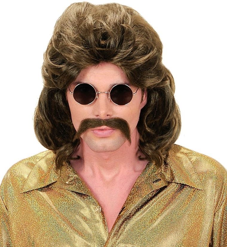 Peruka z wąsami, męska, lata 80-te