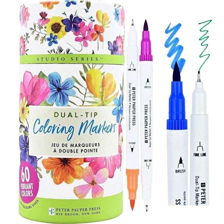 Peter Pauper Press, Dual-Tip, markery dwustronne, 60 kolorów