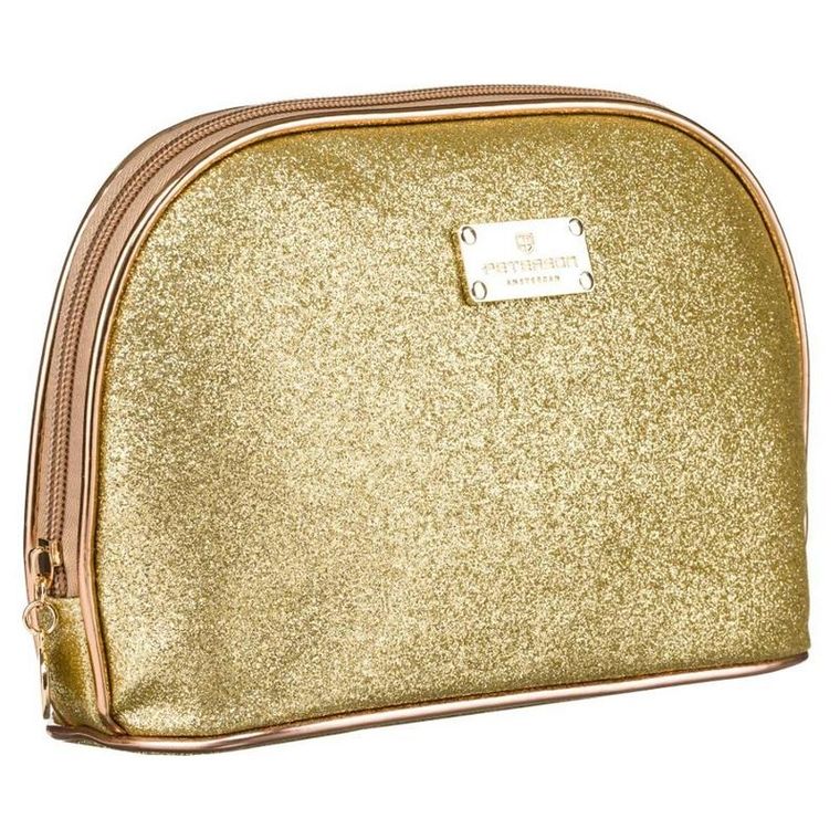 Peterson, kosmetyczka, 1-komorowa, brokatowa, złota