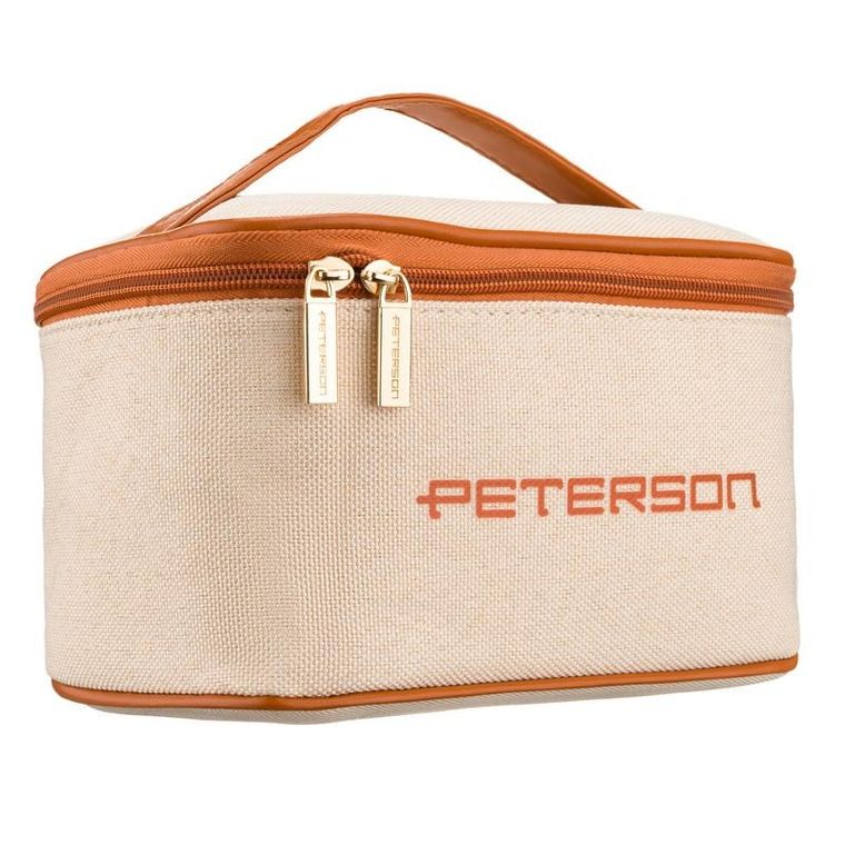 Peterson, kosmetyczka kuferek, beżowa-brązowa