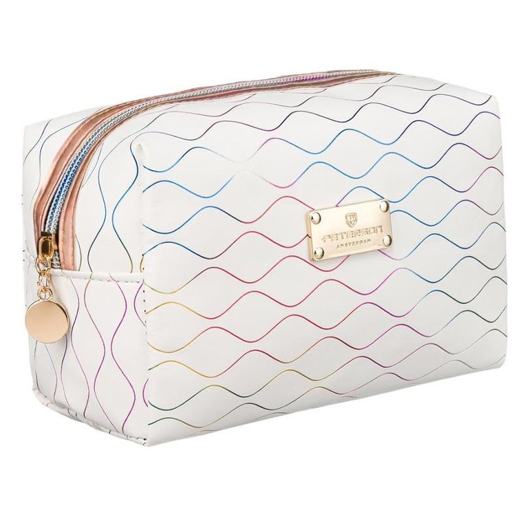 Peterson, kosmetyczka prostokątna, biało-kolorowa