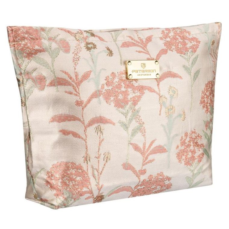 Peterson, kosmetyczka, tkanina syntetyczna, różowa z botanicznym wzorem