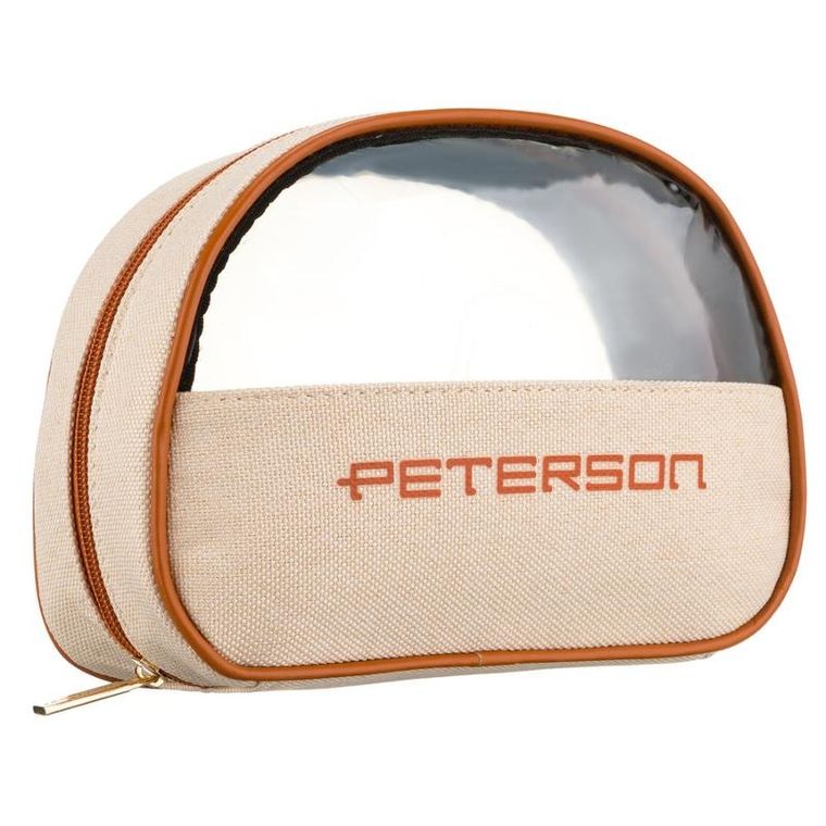 Peterson, kosmetyczka, z przezroczystym panelem, beżowo-brązowa