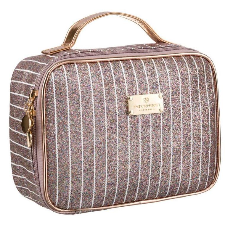 Peterson, kosmetyczka z uchwytem, brokatowa, różowe złoto