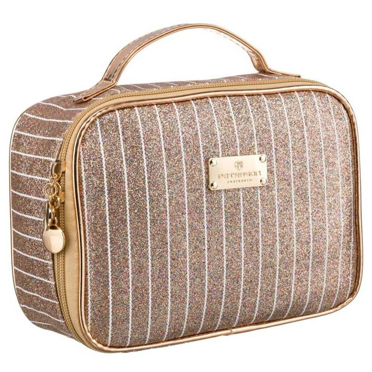 Peterson, kosmetyczka z uchwytem, brokatowa, złota