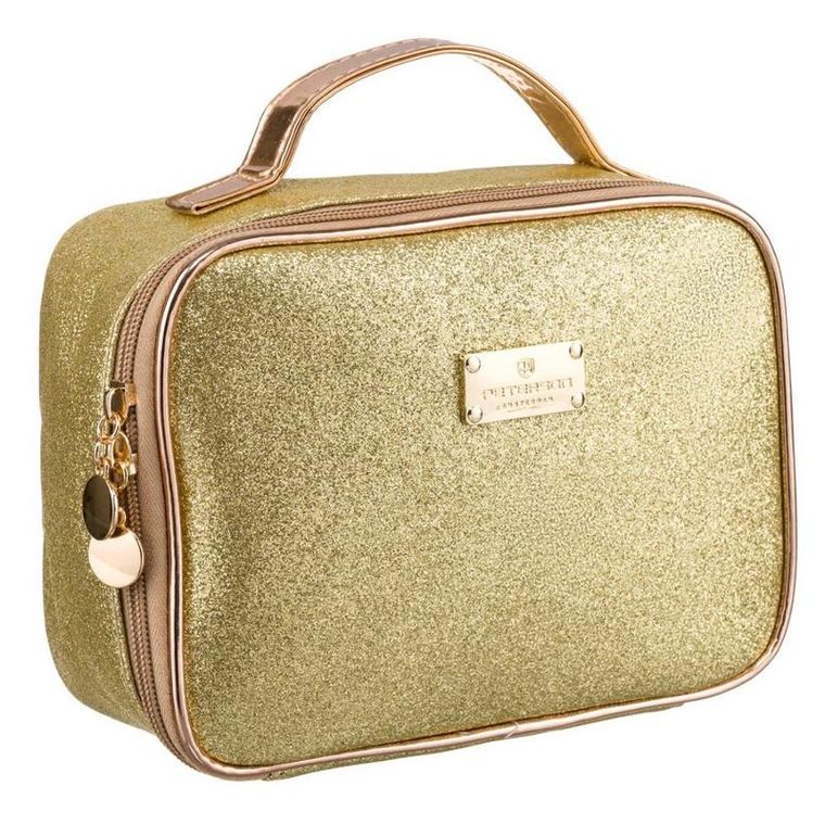 Peterson, kosmetyczka z uchwytem, brokatowa, złota