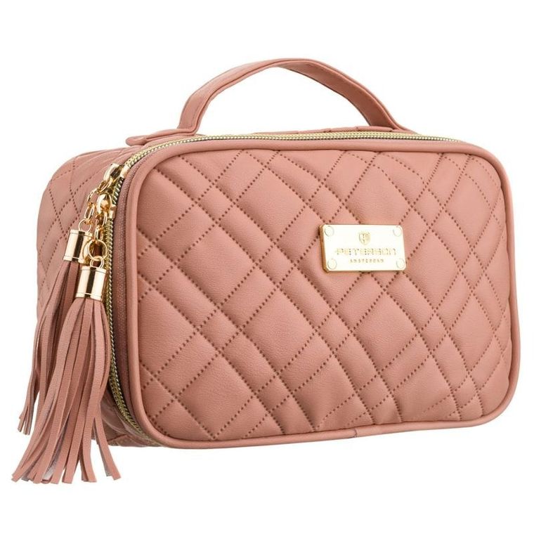 Peterson, kosmetyczka z uchwytem, tkanina syntetyczna, różowa