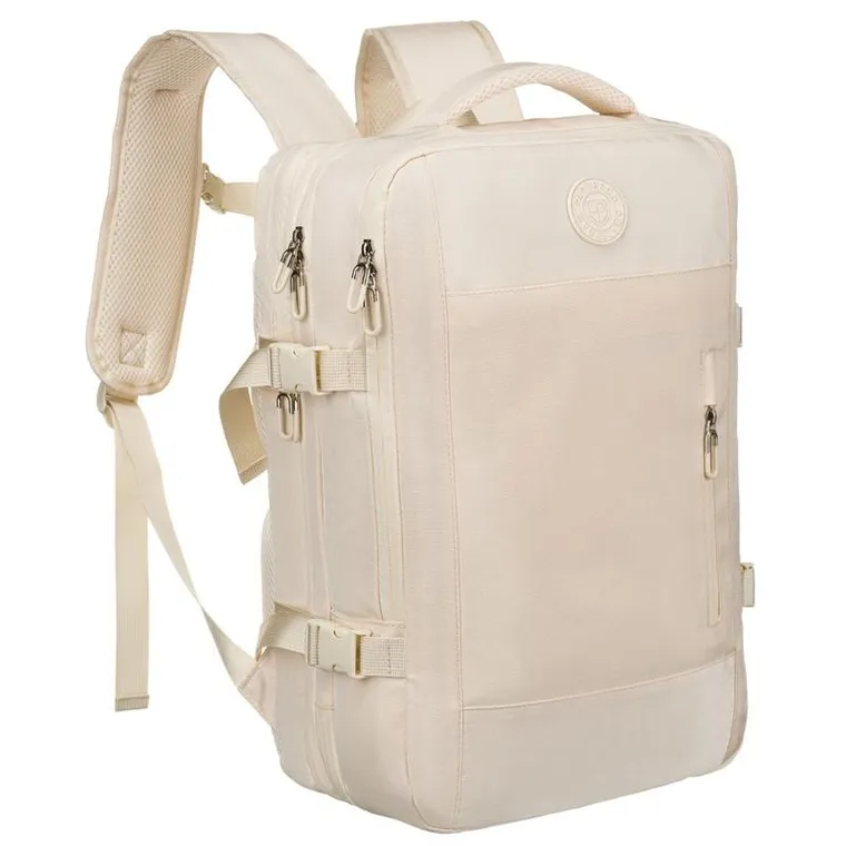 Peterson, plecak podróżny z siatkowaną przegrodą i paskami kompresyjnymi, ecru