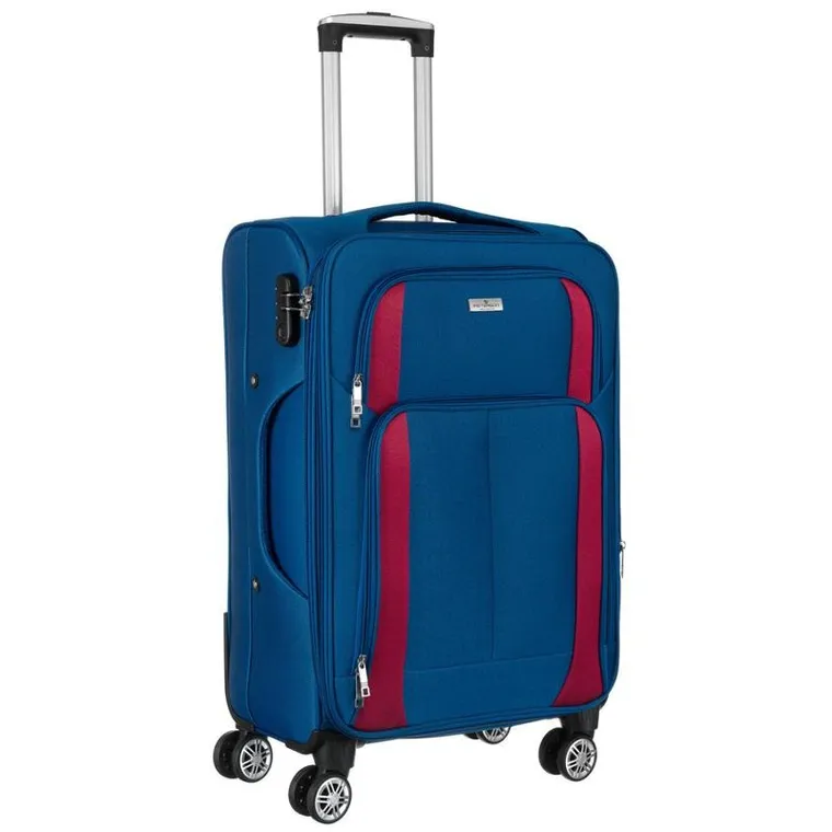 Peterson, walizka, średnia, granatowo-czerwona, 68 cm