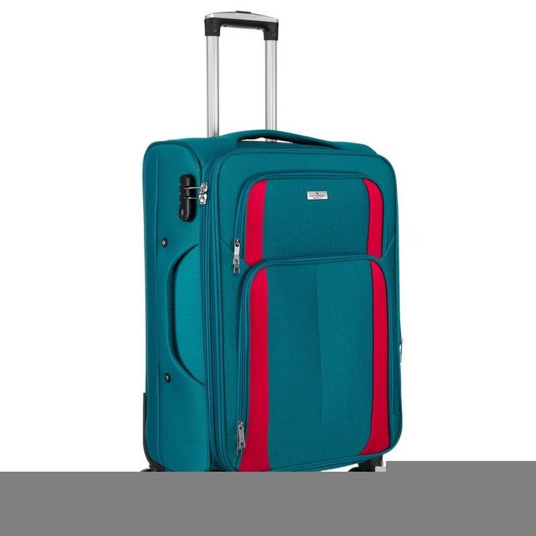 Peterson, walizka, średnia, turkusowo-różowa, 68 cm