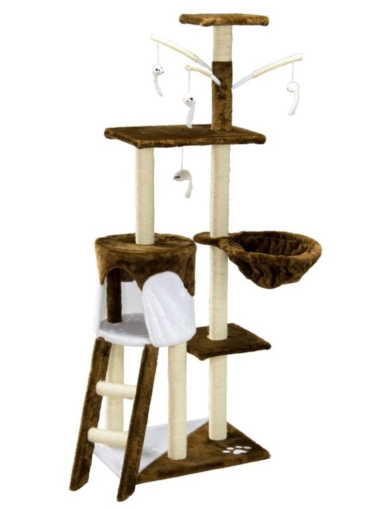 Pethaus, DR-204, drapak, domek dla kota, 138 cm, brązowo-biały