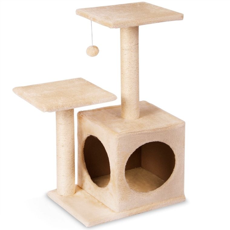 Pethaus, drapak dla kota, zabawka na sznurku, kremowy, 74 cm