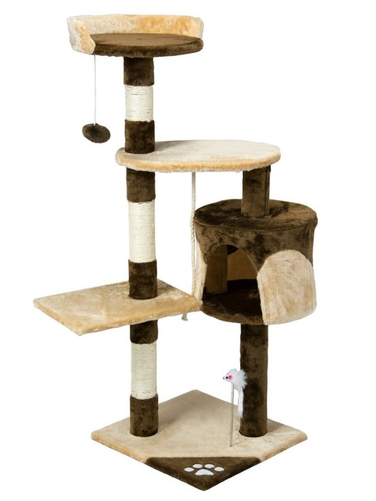 Pethaus, drapak, domek dla kota, beżowo-brązowy, 112 cm