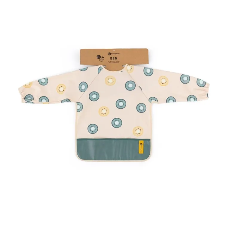 Petite&Mars, Ben, śliniak z długimi rękawami, Green Kiwi