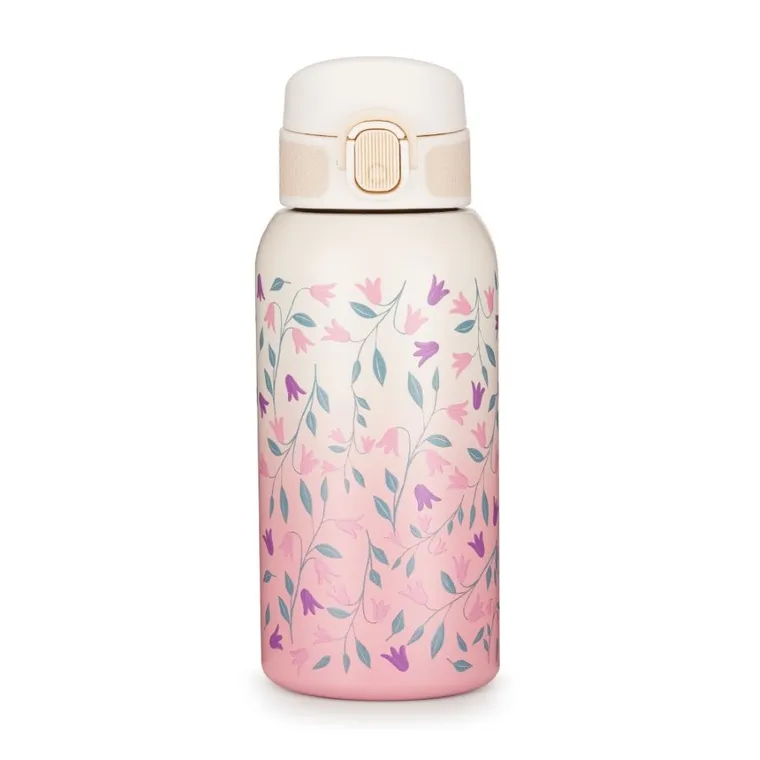 Petite&Mars, butelka termiczna ze stali nierdzewnej z ustnikiem, delicate flowers, 500 ml