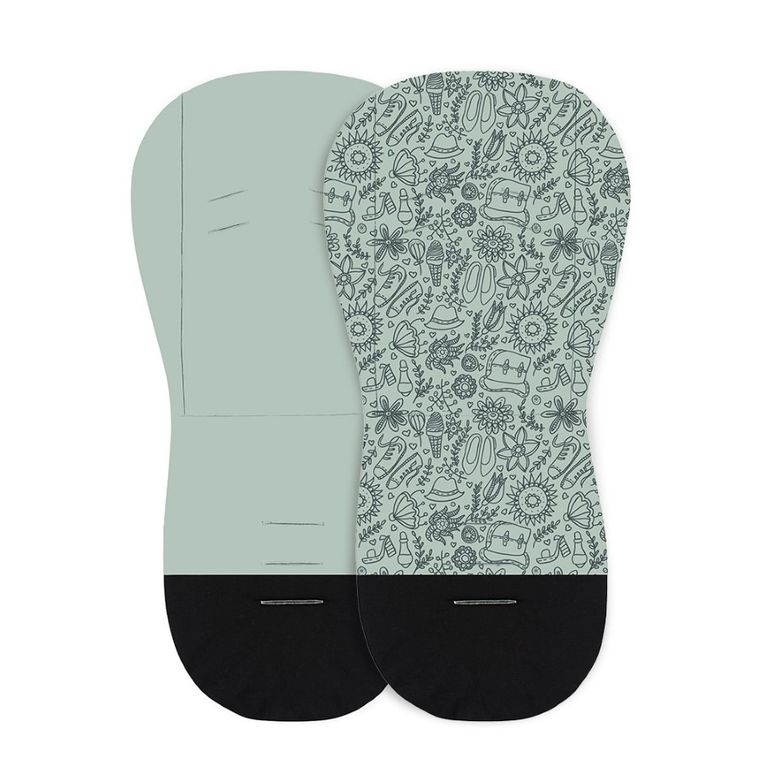 Petite&Mars, dwustronna wkładka do wózka Foamy, bawełniana, green hipster