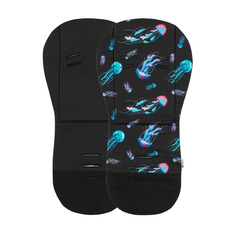 Petite&Mars, dwustronna wkładka do wózka Memory Foam, bawełniana, jellyfish