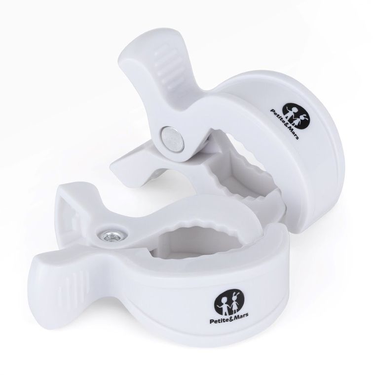Petite&Mars, klipsy do wózka Peg, białe, 2 szt.