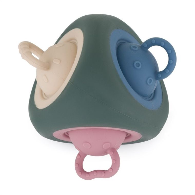 Petite&Mars, Pop Triangle, silikonowa zabawka sensoryczna pop-up, misty green, 10m+