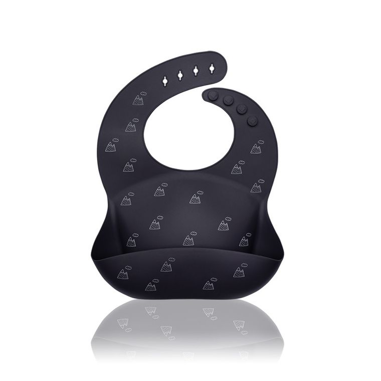 Petite&Mars, Sam, śliniak silikonowy, grey hills