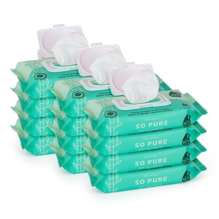 Petite&Mars, So Pure, bambusowe chusteczki nawilżane, biodegradowalne, 12-56 szt.