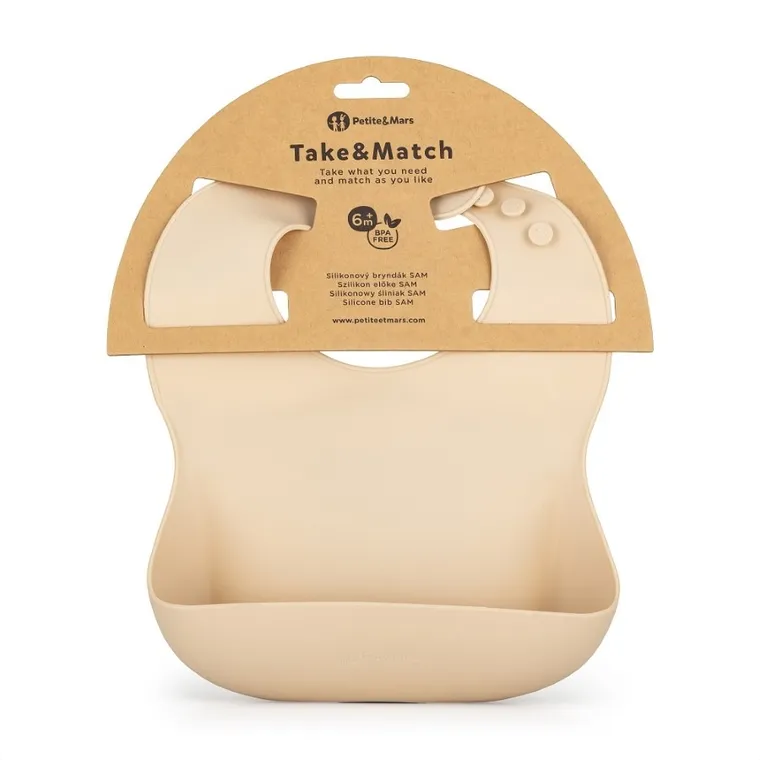 Petite&Mars, Take&Match, silikonowy śliniak, Desert Sand, 6m+