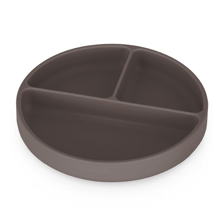 Petite&Mars, Take&Match, silikonowy talerzyk z przegródkami, okrągły, Bitter Cocoa, 6m+