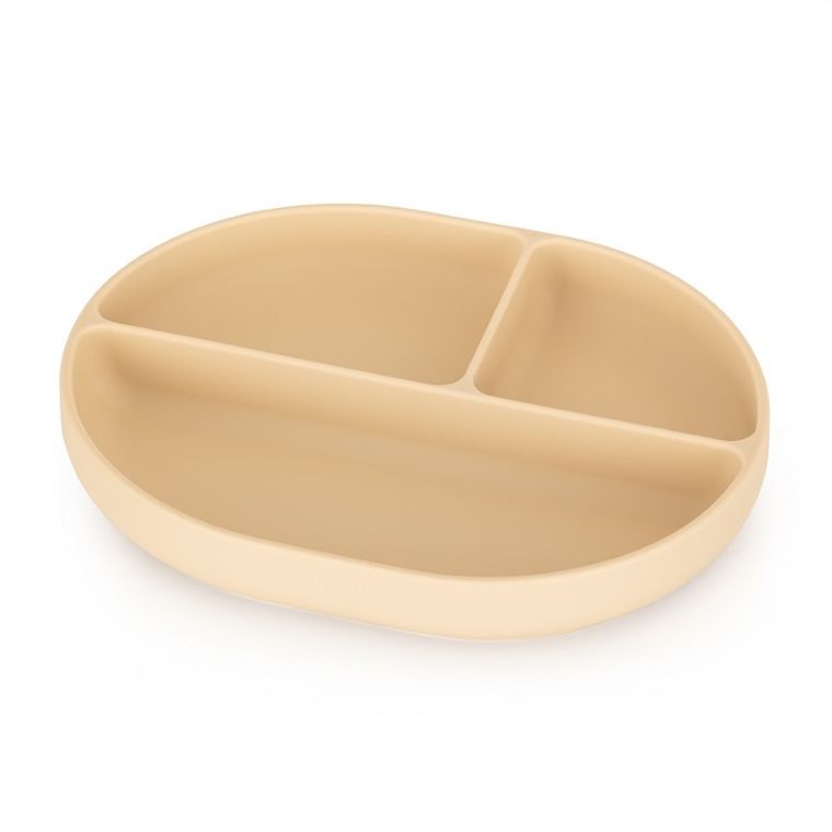 Petite&Mars, Take&Match, silikonowy talerzyk z przegródkami, owalny, Desert Sand, 6m+
