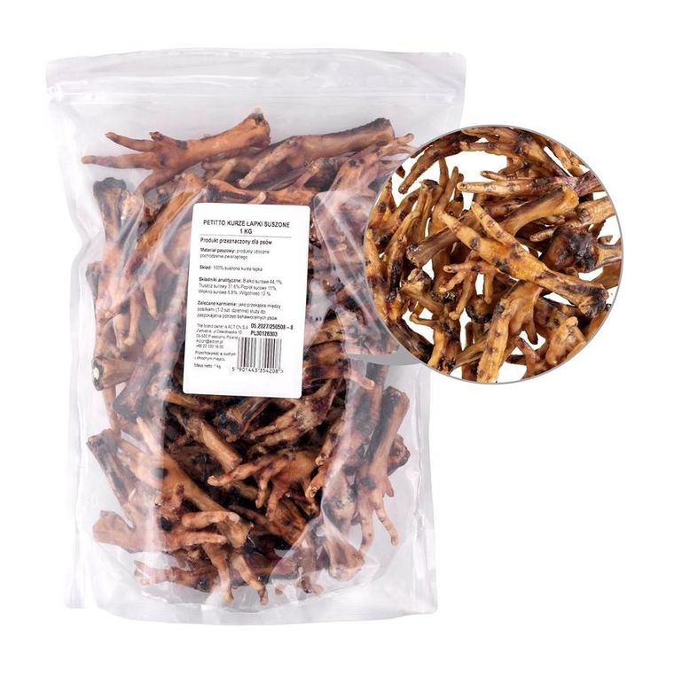 Petitto, kurze łapki suszone, przysmak dla psa, 1kg